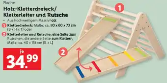 Lidl Holz-Kletterdreieck/ Kletterleiter und Rutsche Angebot