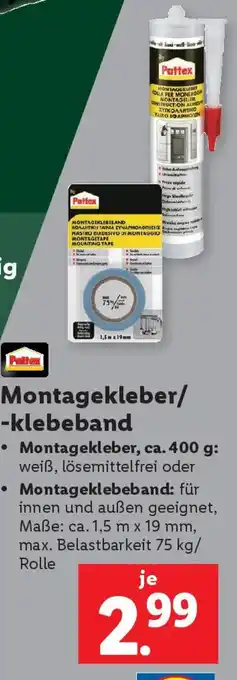 Lidl Montagekleber/ -klebeband Angebot