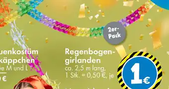 TEDi Regenbogen- girlanden ca. 2,5 m lang, 1 Stk. = 0,50 €, je Angebot