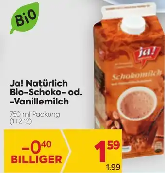 Billa Bio Ja! Natürlich Bio Schoko Od. Vanillemilch 750 ml Angebot