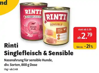 Das Futterhaus Rinti Singlefleisch & Sensible Angebot