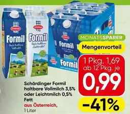 Spar Schärdinger Formil haltbare Vollmilch 3,5% oder Leichtmilch 0,5% Fett Angebot