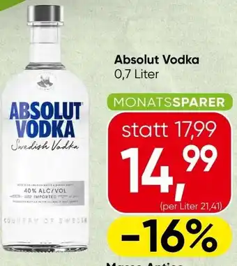 Spar Absolut Vodka Angebot