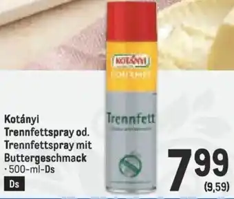 Metro Kotányi Trennfett Trennfettspray od. Trennfettspray mit Buttergeschmack Angebot