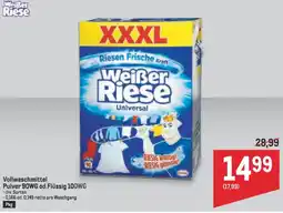 Metro Vollwaschmittel Pulver 90WG od.Flüssig 100WG Angebot