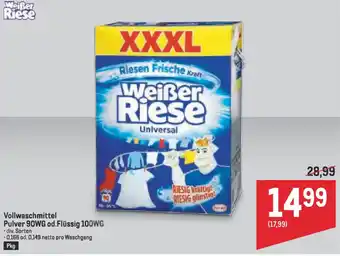 Metro Vollwaschmittel Pulver 90WG od.Flüssig 100WG Angebot