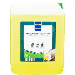 Metro Geschirrspülmittel Citrus, Preisangabe ohne MwSt. (Preis inkl. MwSt. 21,59 €), METRO Angebot