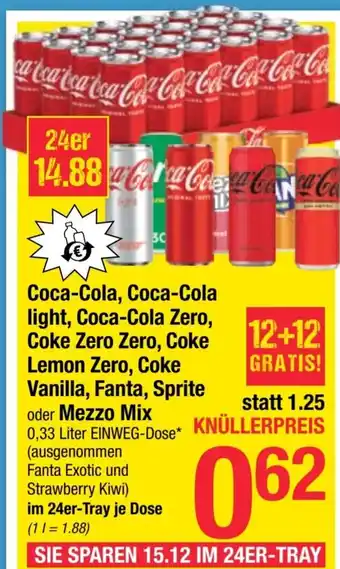 Maximarkt Coca-Cola, Coca-Cola light, Coca-Cola Zero, Coke Zero Zero, Coke Lemon Zero, Coke Vanilla, Fanta, Sprite oder Mezzo Mix Angebot