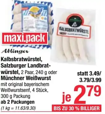 Maximarkt Kalbsbratwurstel, Salzburger Landbrat- würstel, 2 Paar, 240 g oder Münchner Weißwurst Angebot