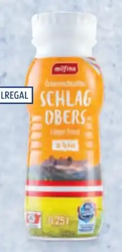 Hofer Milfina Längerfrisches Schlagobers Angebot