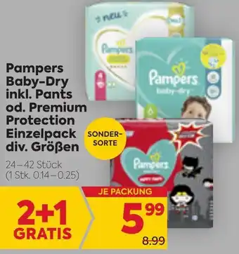 Billa Pampers baby Dry Inkl. Pants Od. Premium Protection Einzelpack 24-42 Angebot