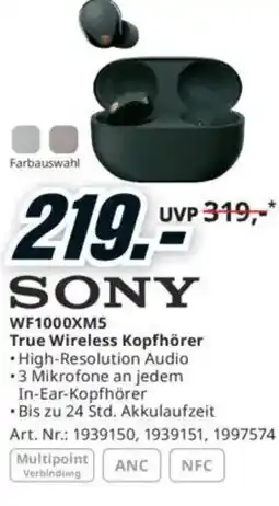 Media Markt WF1000XM5 True Wireless Kopfhörer Angebot