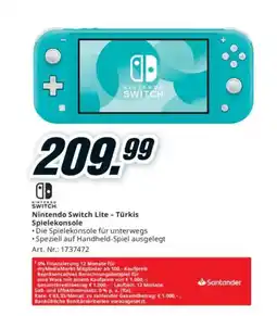 Media Markt Nintendo Switch Lite - Türkis Spielekonsole Angebot