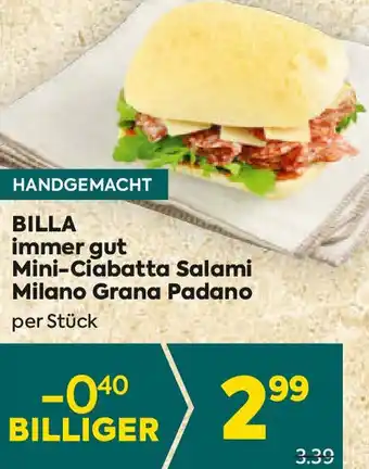 Billa Mini-Ciabatta Salami Milano Grana Padano Angebot