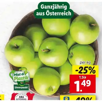 Lidl Apfel grün aus Österreich Lidl APP Preis Angebot