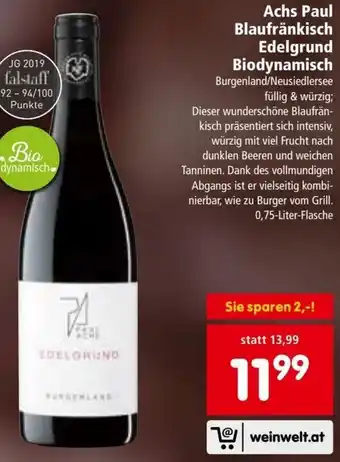 Interspar Achs Paul Blaufränkisch Edelgrund Biodynamisch Angebot