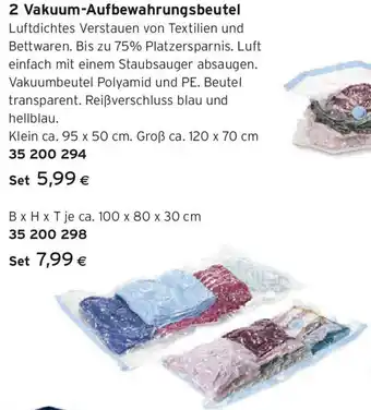 Tchibo Eduscho 2 Vakuum-Aufbewahrungsbeutel Angebot