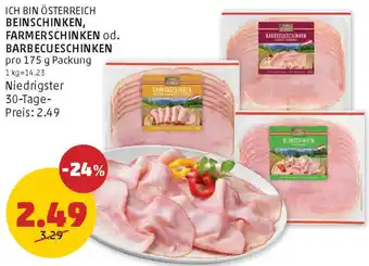 PENNY Beinschinken, farmerschinken od. barbecueschinken Angebot