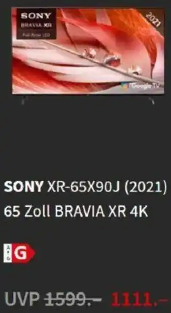 Media Markt Sony XR-65X90J (2021) 65 Zoll Bravia XR 4K Angebot
