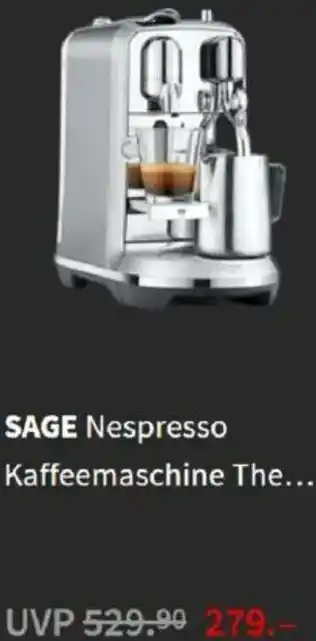 Media Markt Sage Nespresso Kaffeemaschine Angebot