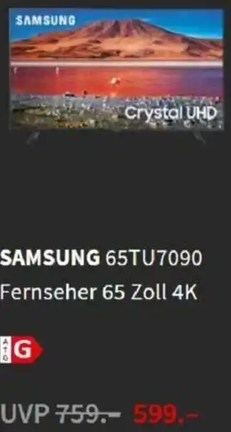 Media Markt Samsung 65TU7090 Fernseher 65 Zoll 4K Angebot
