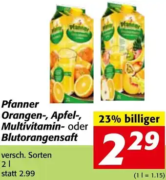 Strasser Markt Pfanner Orangen-, Apfel-, Multivitamin- Oder Blutorangensaft 2 L Angebot