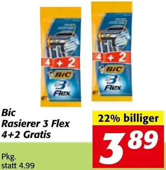 Strasser Markt Bic Rasierer 3 Flex 4+2 Gratis Angebot