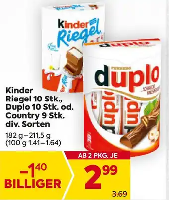 Billa Kinder Riegel  Duplo od. Country Angebot