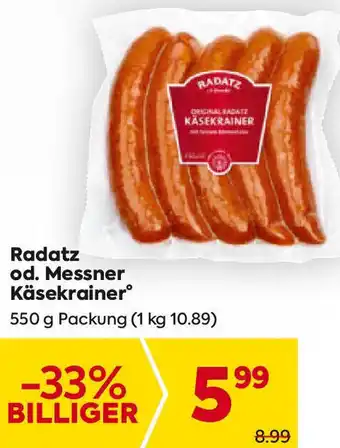 Billa Radatz od. Messner Käsekrainer Angebot