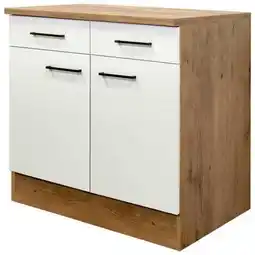 Möbelix Küchenunterschrank Avila Eichefarben/Magnolie B: 80 cm Angebot