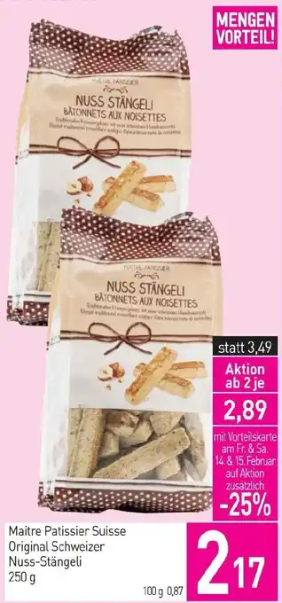 Sutterlüty Maitre Patissier Suisse Original Schweizer Nuss-Stängeli Angebot