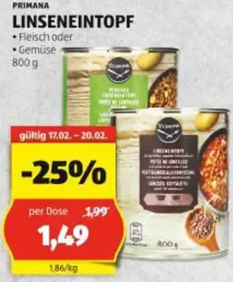 Hofer Linseneintopf Angebot