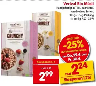 Interspar Verival Bio Müsli 300 g-375 g Angebot