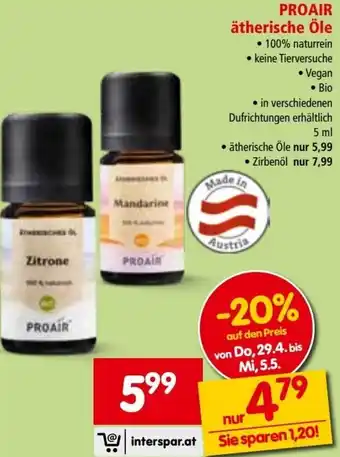 Interspar Proair Ätherische Öle 5 ml Angebot