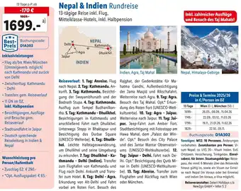 Lidl Reisen Nepal & Indien Rundreise Angebot