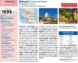 Lidl Reisen Malaysia Rundreise & Baden Angebot