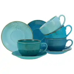 Möbelix Kaffeetasse Keramik 300 ml 4 Stk. Blau/Goldfarben Angebot