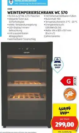 Hofer Weintemperierschrank wc 570 Angebot