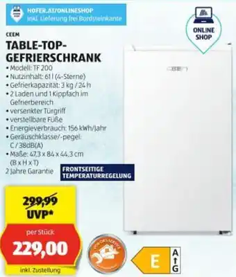 Hofer Table-top- gefrierschrank Angebot