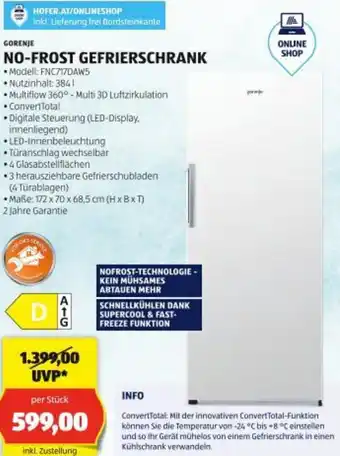 Hofer No-frost gefrierschrank Angebot