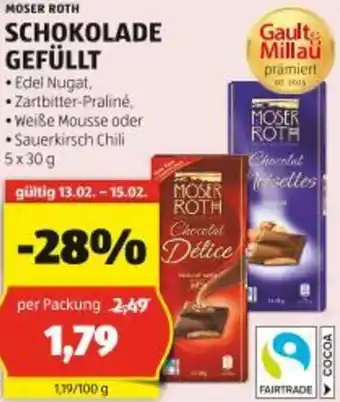 Hofer Schokolade gefüllt Angebot