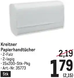 Metro Kreitner Papierhandtücher Angebot