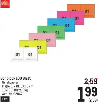 Metro Bonblock Angebot