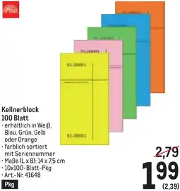 Metro Kellnerblock Angebot