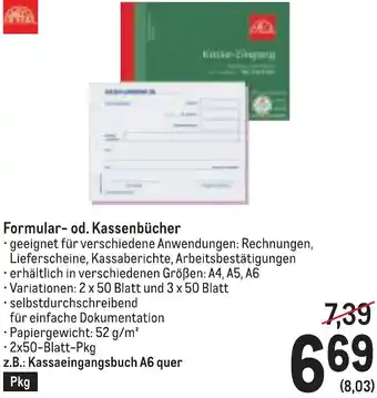 Metro Formular-od. Kassenbücher Angebot