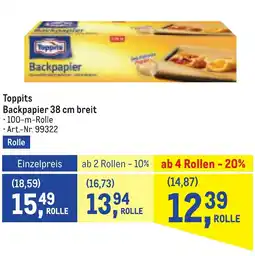 Metro Toppits  Backpapier 38 cm breit Angebot