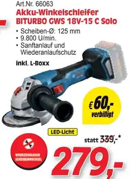 Zgonc Akku-Winkelschleifer Biturbo Angebot