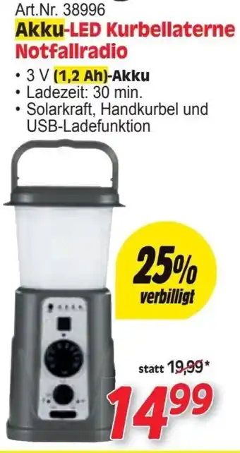 Zgonc Akku-LED Kurbellaterne Notfallradio Angebot