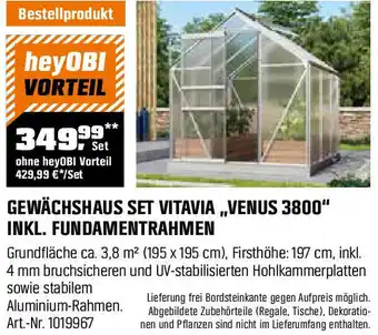 OBI Gewächshaus set vitavia,,venus 3800 Angebot