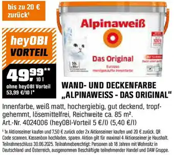 OBI Wand- und deckenfarbe alpinaweiss - das original Angebot